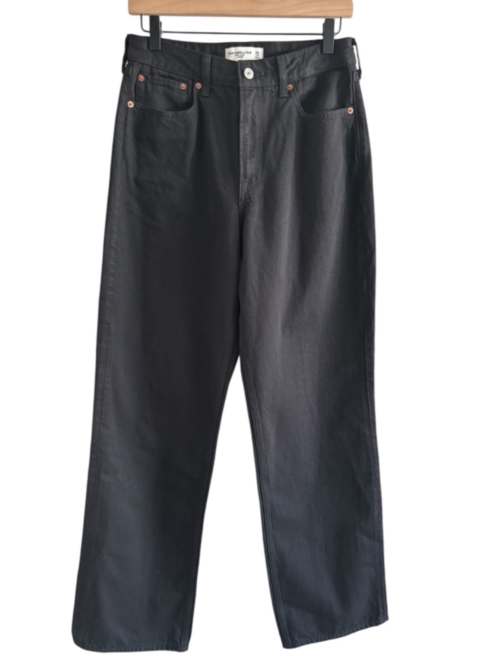 Abercrombie Fitch Curve Love Black Jeans High Rise Loose Stretch Casual 26 Long - Picture 2 of 16